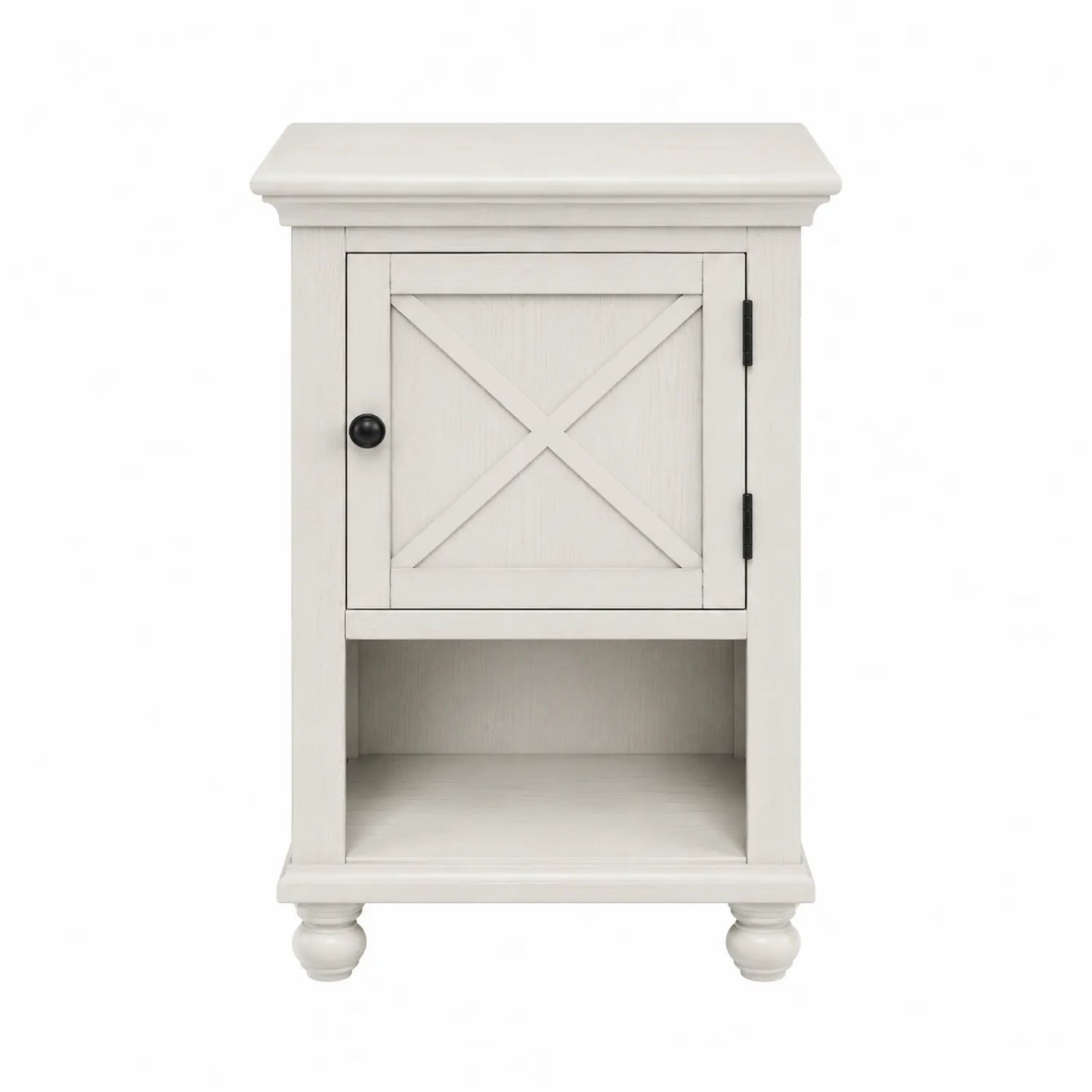 Table de chevet en bois Blanc avec porte et étagère 60x45x35 cm