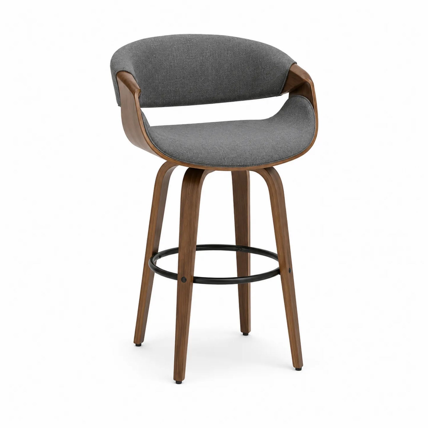 Tabouret de bar en bois et textile gris 75 cm