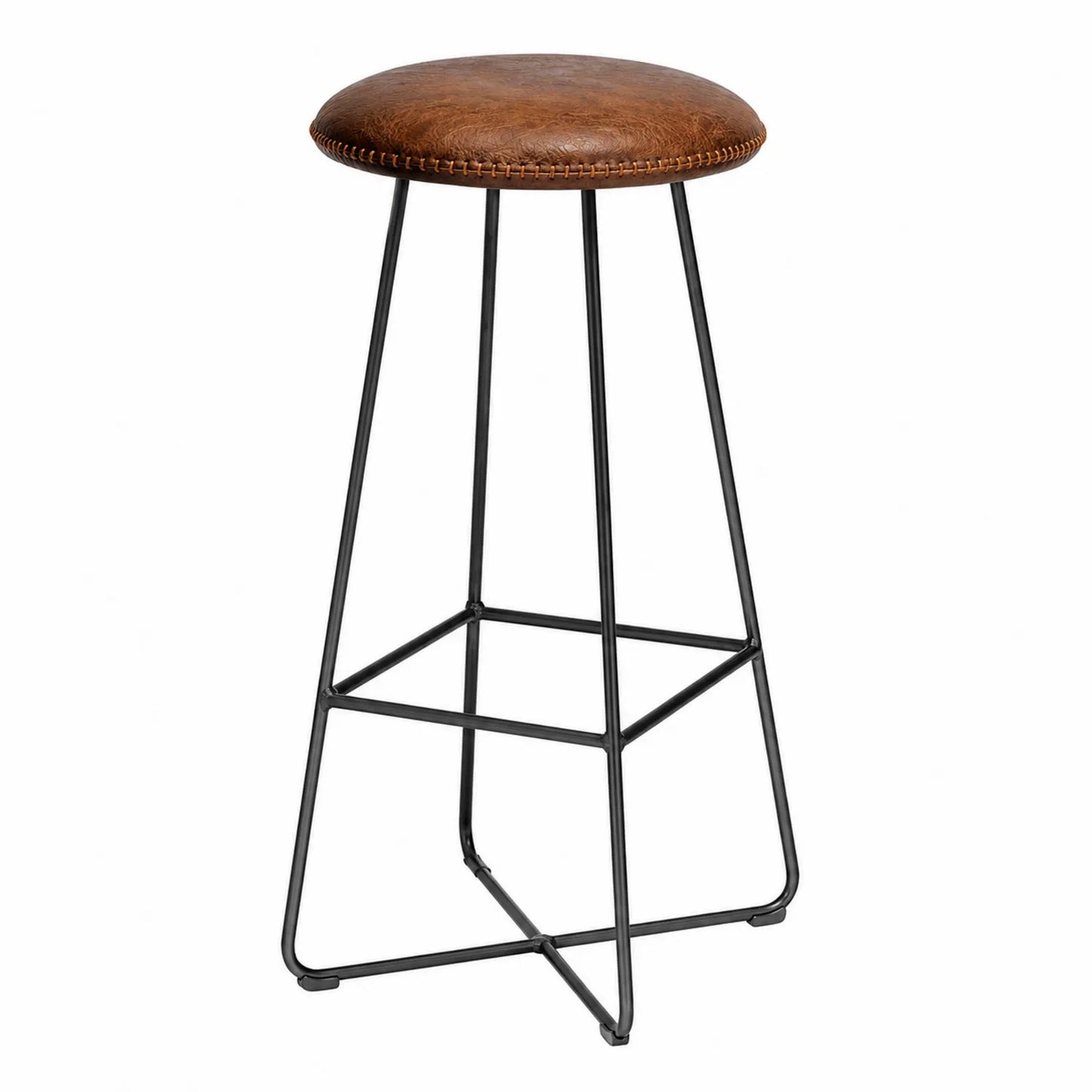 Tabouret de bar en cuir avec structure métallique noire hauteur 75 cm