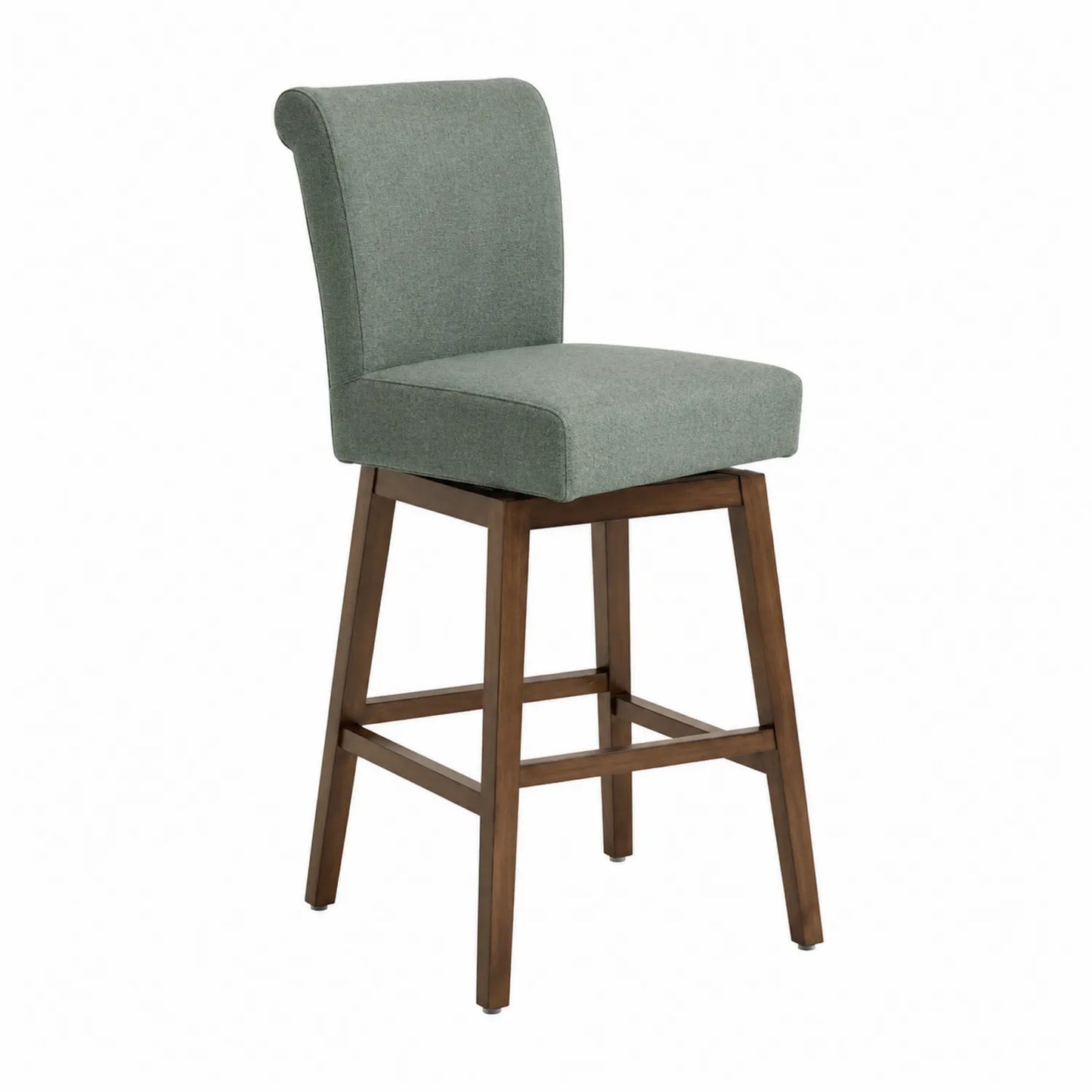 Tabouret de bar en bois avec revêtement en tissu vert