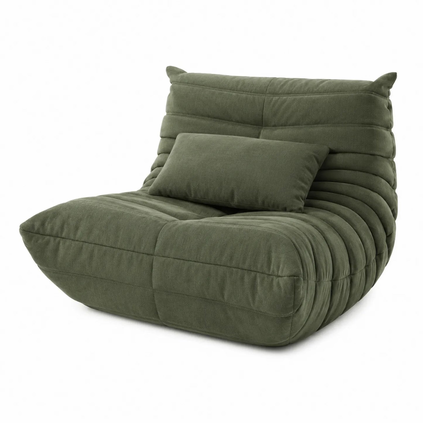 Fauteuil en tissu vert avec coussin