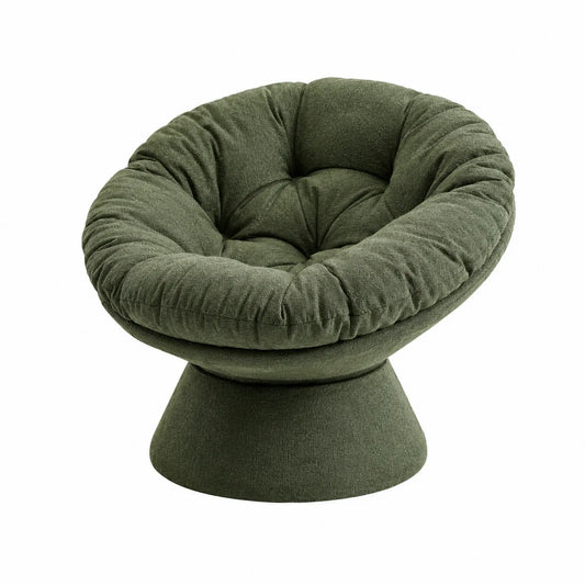 Chaise en tissu avec base circulaire verte