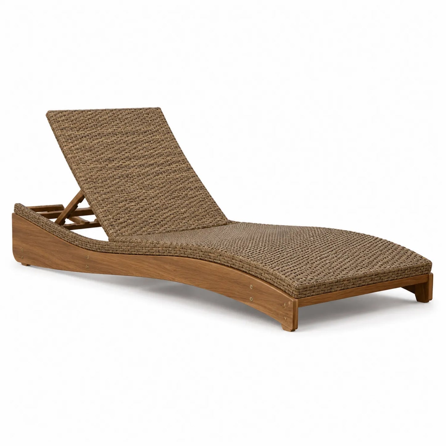 Chaise longue en bois et résine tressée Marron 200x65x30 cm