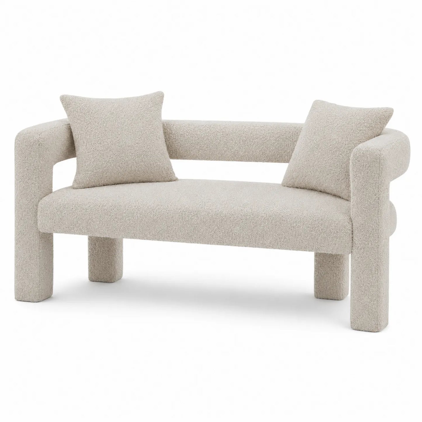 Canapé en tissu bouclé avec coussins 160 cm