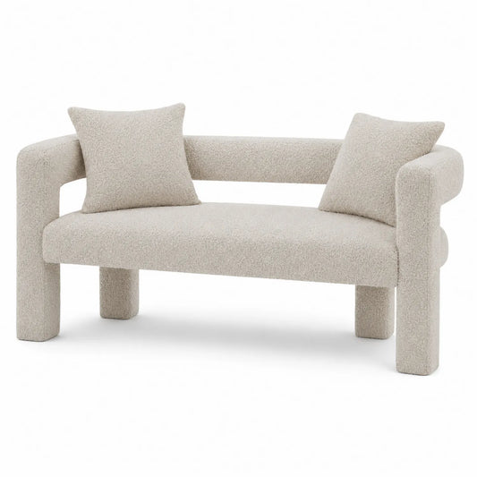 Canapé en tissu bouclé avec coussins 160 cm