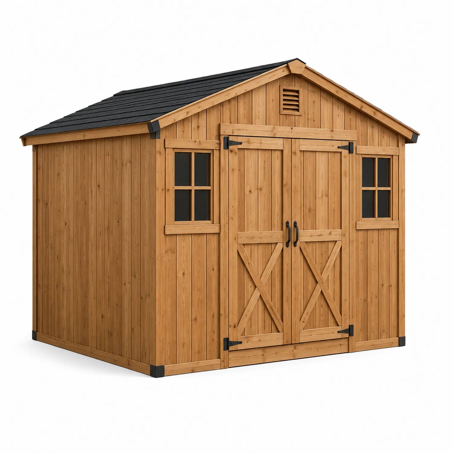 Abri de jardin en bois avec toit en pente et fenêtres 300x200x210 cm Marron