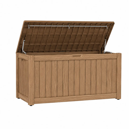 Coffre de rangement en résine effet bois
