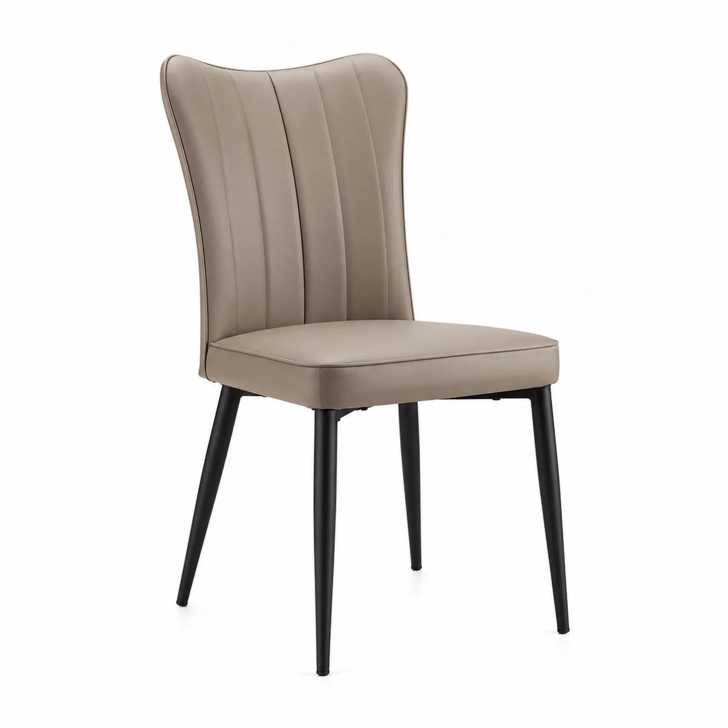 Chaise en PU beige avec pieds en métal noir