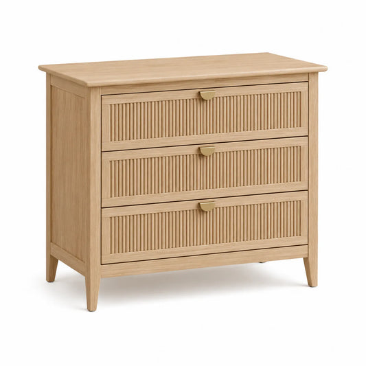 Commode en Bois avec 3 Tiroirs Beige