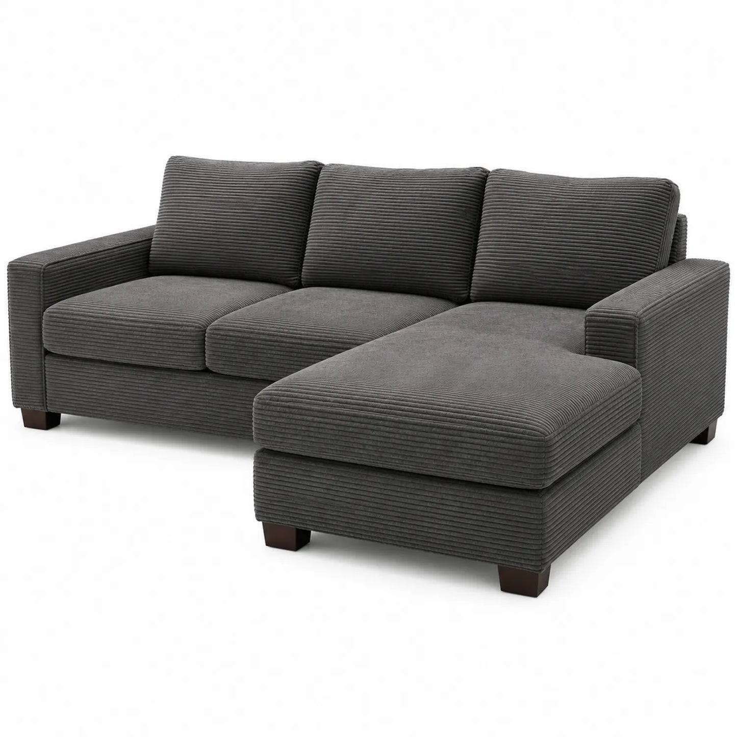 Canapé d'angle en tissu côtelé gris 280 cm