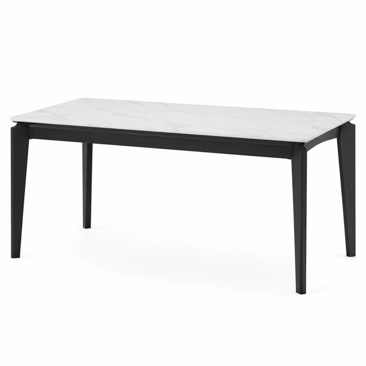 Table à manger en marbre blanc avec pieds en acier noir 160x90x75 cm