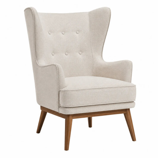 Fauteuil en tissu avec pieds en bois