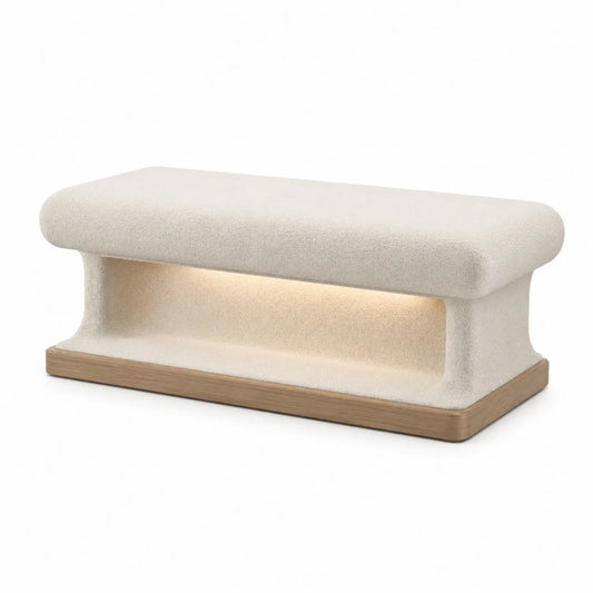Banc en tissu bouclé Blanc avec éclairage intégré