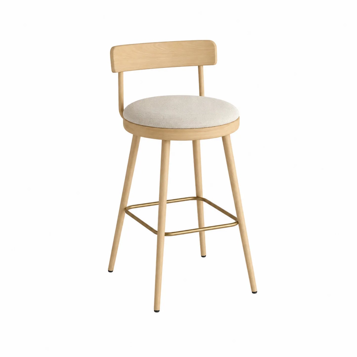 Tabouret de bar en bois avec tissu polyester beige 75 cm