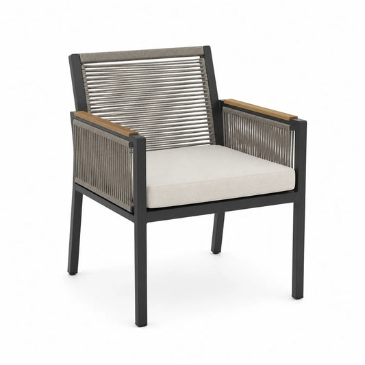 Chaise d'extérieur en aluminium et corde polyester, 60x61x87 cm