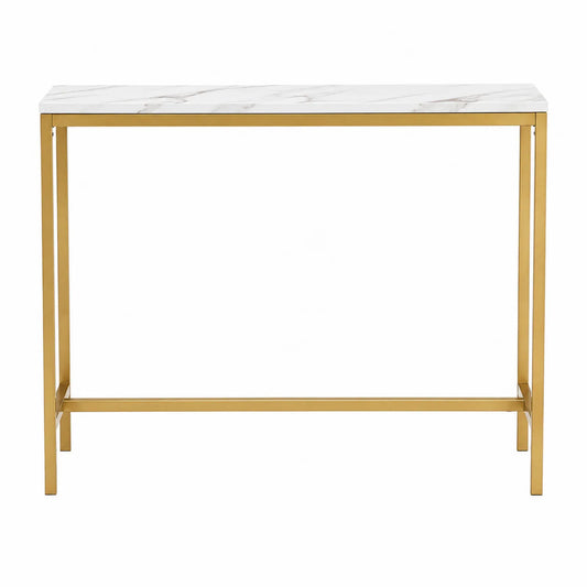 Console en marbre avec cadre en acier doré 120x40x80 cm