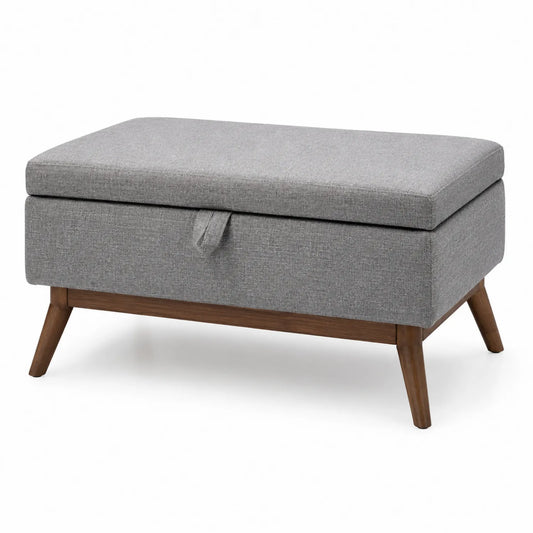 Repose-pied rectangulaire en tissu avec pieds en bois 80x40x45 cm